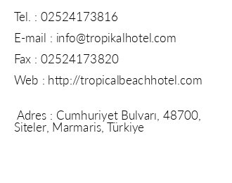 Tropical Beach Hotel iletiim bilgileri